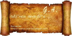 Gáncs András névjegykártya